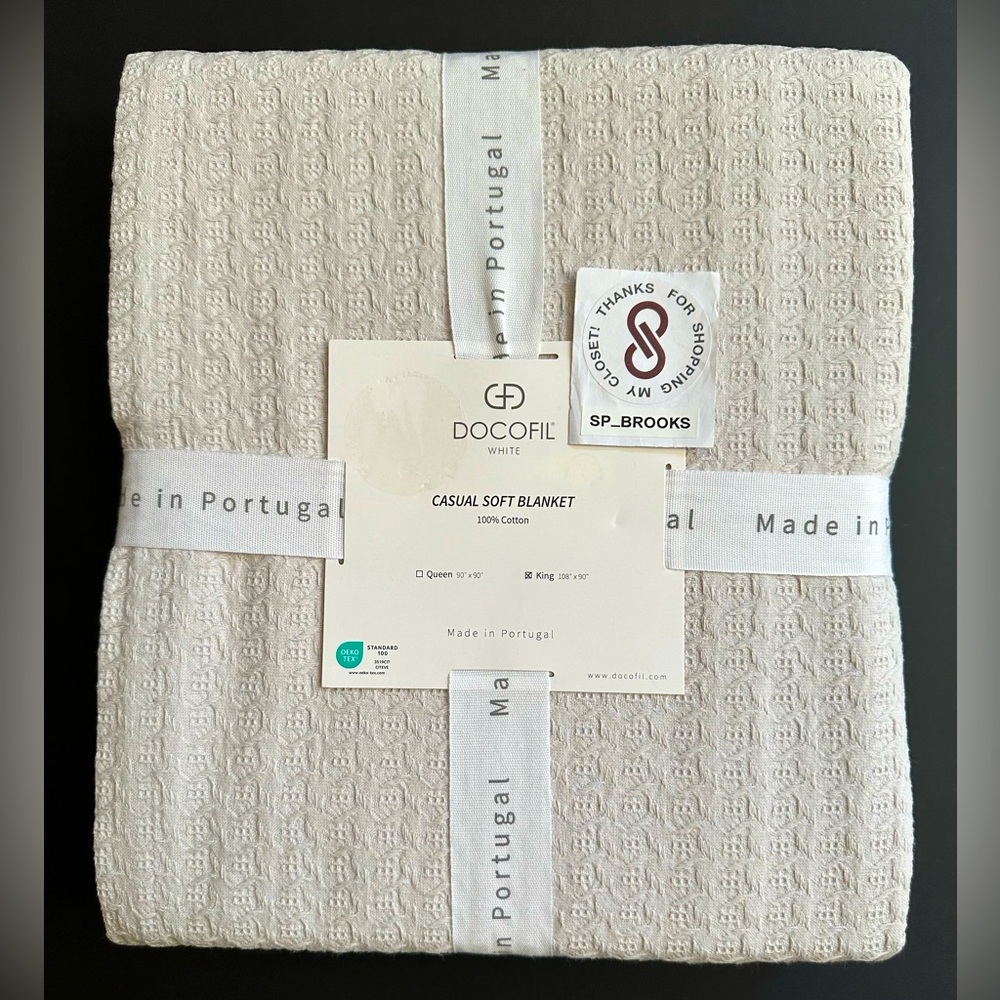 šDocofil White Made in Portugal Casual Soft Blanket - Gray - King Size - Cotton